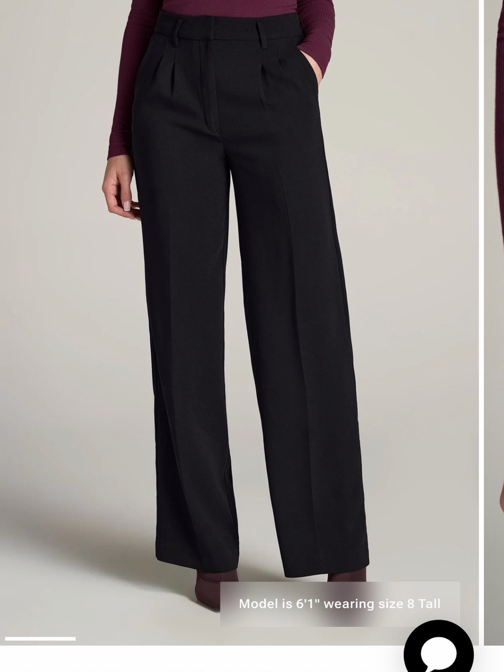 Wide-Leg High-Rise Black Trousers from American Tall 10T